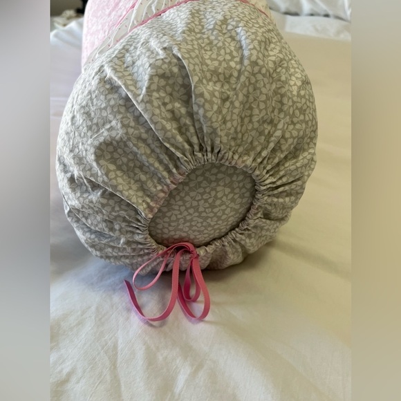 POTTERY BARN KIDS NECK ROLL PILLOW WHITE PINK | Daisies | Large Body Pillow - Picture 2 of 8